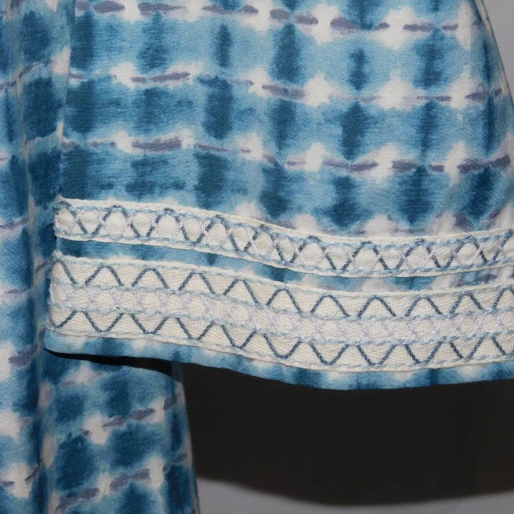 Tory Burch Blue Sonda Tie-Dye Stretch Tunic Mini Dress Size 2 Tunic Caftan Boho - Picture 6 of 13